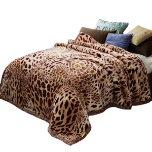 Different designs leopard high quality 100% polyester mink warm raschel blanket