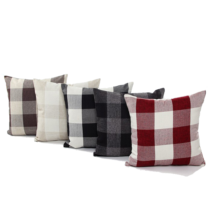 Factory low price pillow plaid popular linen throw pillow cover