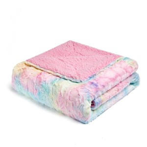 Fluffy Warm Elegant Double-layer tie-dye Faux Fur Fabric Throw Blanket