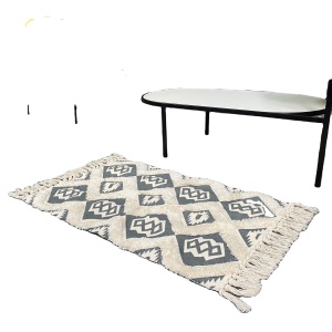 Custom modern geometric cotton woven nordic style printed bedroom living room tufting area rug